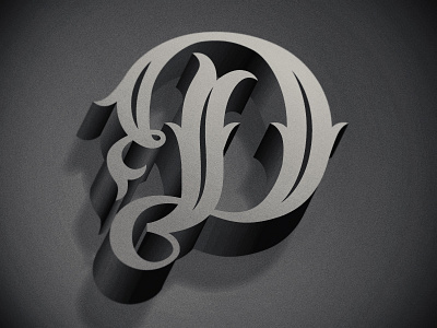 Type Fight - The Letter D 3d drop cap drop shadow film noir lettering script typography