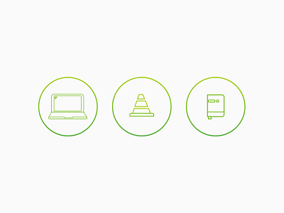 Gradient Icons book clean gradient green iconography joseph tatum laptop saftey cone simple ui ux