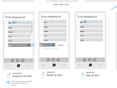 Windows Phone To do list gestures mobile windows phone wireflow wireframe