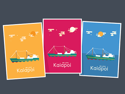 Love Kaiapoi boat design graphic illustration love postcard vector