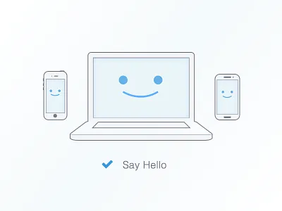 Hello! illustration laptop mobile