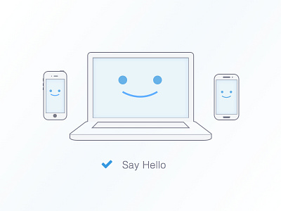 Hello! illustration laptop mobile