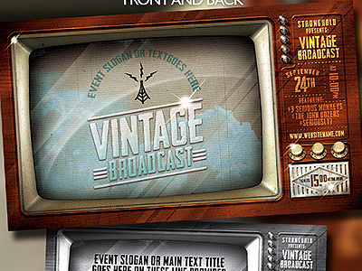 Vintage Television Broadcast Flyer Template antique broadcast cards distressed grunge poker race sitcom television tv vintage western