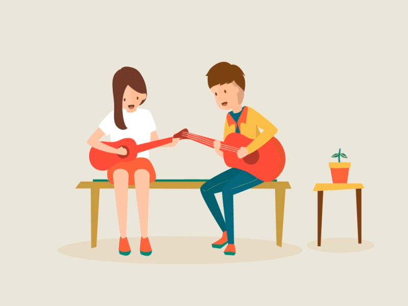 Guitar Couple 1km character design guitar illustrator motion graphic sujin vector