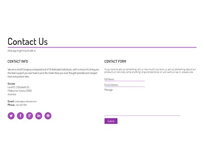Contact Section clean contact flat section simple