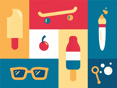 Ice Cream bombpop bubbles cherry ice cream icons painting primary skateboard summer sunglasses symbols wintereffingsucks