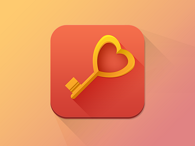 Key Of Love app apple clean flat icon ios ipad iphone key love shadow