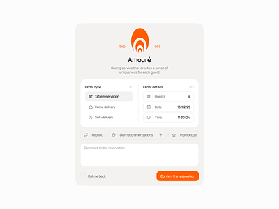 Reservation of a table in a restaurant, UI design card card design development food food delivery food ui no code no code development nocode reservation restaurant ui ui kat