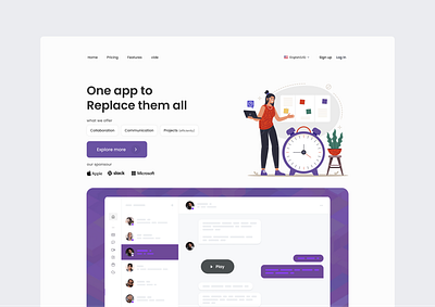 UI Design for Collaboration App Landing Page appdesign appinterface calltoaction collaborationapp collaborationtools communicationapp landingpage mobileapp productivityapp projectmanagement remoteapp taskmanagement teamcollaboration teamworkapp uidesign uiux useronboarding uxdesign workplaceapp