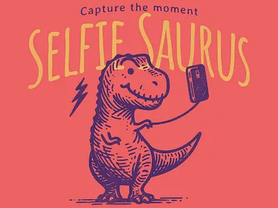 Capture the moment cartoon cute dino funny kittl kittldesign pop culture print on demand pun retro t rex t shirt t shirt design vintage