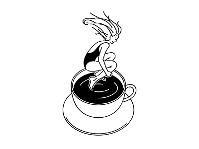 Coffee illustration ☕️ art black and white branding cafe coffee coffee beans cute cute girl design flat funny girl graphic graphic design illustration line linear illustration packaging swimming vector