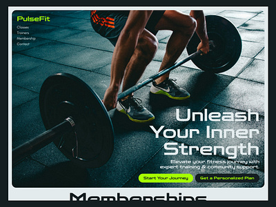 Fitness Studio Website coach design concept first block first section fitness fitness website gym health healthy hero section home home page landing modern personal trainer sport training weightloss workout yoga