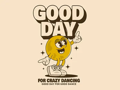 Good day for dancing ball head character ball head mascot dance dancing good day retro character vintage character