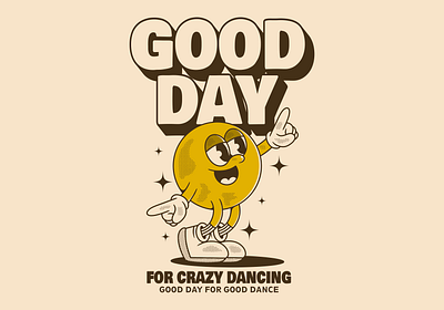 Good day for dancing ball head character ball head mascot dance dancing good day retro character vintage character