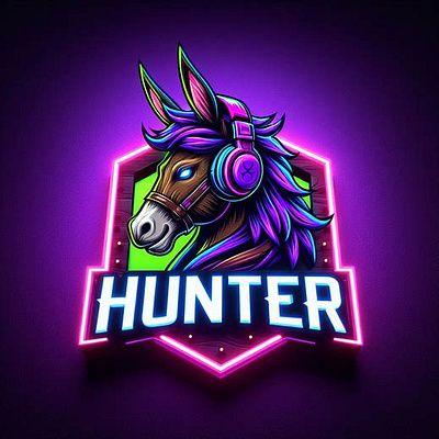 A FUTUERESTIC LOGO OF HUNTER 3d branding design graphic design logo typography ui ux vector