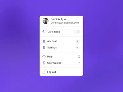 Talent Lab / User dropdown animation app application darkmode design desktop dropdown lightmode motion product productdesign profile select settings switch toggle ui ui design ux webapp