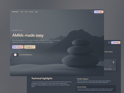 Harmony - Finance Management Platform amm blockchain crypto trading cryptocurrency defi design finance intuitive design landing page launch button swaps trading platform ui user friendly ux uxui view docs web design web ui web3