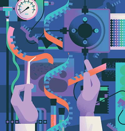 The RNAissance biology human illustration lab pattern rna science tech vector