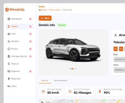 Car Rental Orders - Admin Page admin dashboard admin page car rental dashboard design design design for business freelance designer interface mobileapp product design rental app ui ui design uiux ux