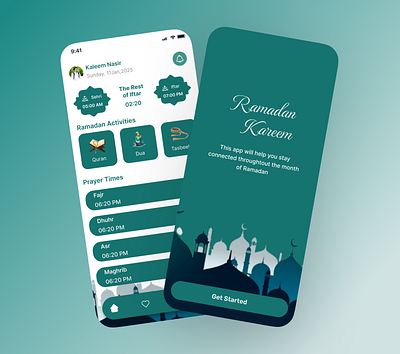 Ramadan App UI Design qiblafinder taraweeh guide