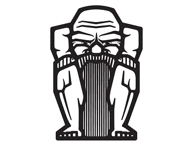 Totem bald beard black and white body illustration old man totem tribal vector