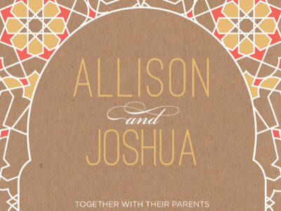 morocco wedding coral gold invitation morocco pattern tile wedding