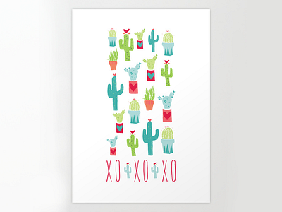 Happy Valentine's Day Cacti cactus hearts illustration pattern succulents surface design surtex valentine