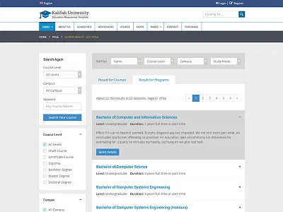 Some parts of my work in process for education template college education interface school students study ui university web