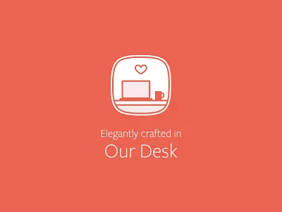 Elegantly Crafted in Our Desk coffee craft crafted cup desk icon laptop playoff ribbon