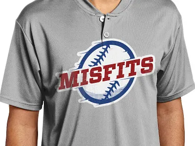 Misfits Tee blue halftone misfits red softball sports team
