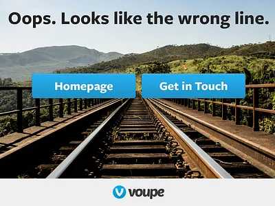 Voupe 404 404 blue buttons error logo logomark rails trains voupe