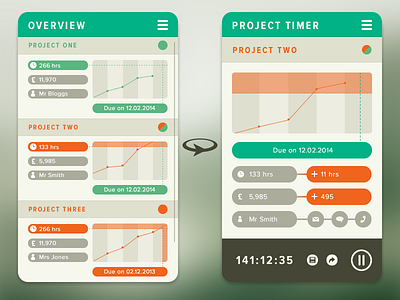 Time Tracker flip-side rebound ui ux widget