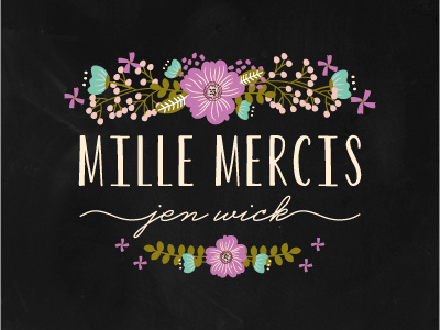 Merci Jen2 botanical floral stationery thank you whimsical