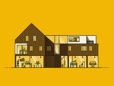 Office architecture honey line office vector