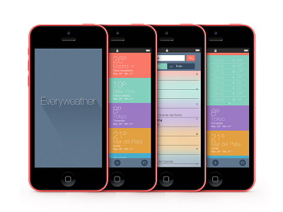 Everyweather app flat iphone ui ux weather