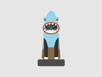 Shark Cat blue cat flat geometric icon illustration shark simple