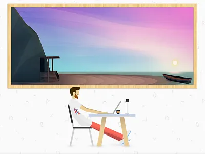HOME PORTFOLIO — Me... Working :) coffee desktop illustration me sea sky thetalltristan working