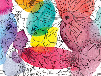 Flower Pattern illustration skulls watercolor