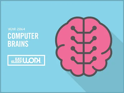 Computer Brains flat ui future iconography icons illustration long shadow