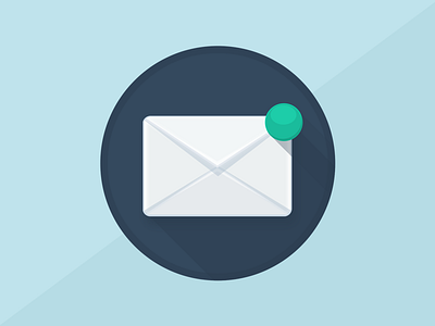 New mail icon circle envelope flat icon incoming long shadow mail new
