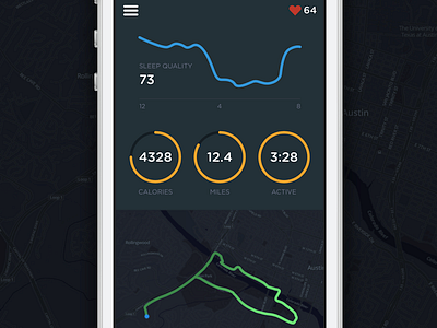 Healthy analytics dashboard flat health ios iphone mobile quantified self sketch ui