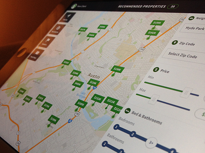 Buyer Preferences app clean design ios7 ipad map realty search sliders