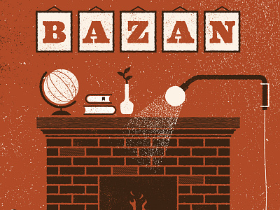 Living Room Show Poster david bazan fireplace gig poster illustration