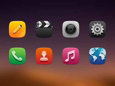 Android Launcher icons III broswer camera contact music note phone setting video