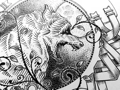 Wolf Ink black ink moon wolf