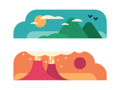 Heaven & Hell ash birds clouds editorial heaven hell icons mountain muti sun vector volcano