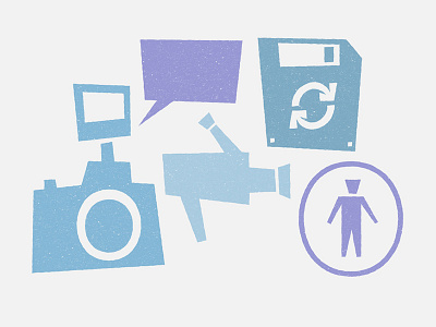 Illustrations bubble camera character disk flat illustration simple speech texture video