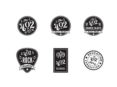 The 402 Program Logos arts badge emblem hand lettering historic logo music numbers timeless vintage