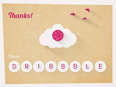 I'm on Dribbble! cloud debut debuts dribbble flat flat design presentation thanks