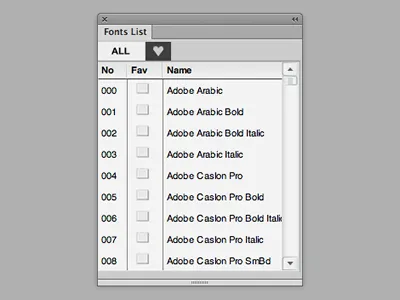 Font List adobefireworks fireworks projectphoenix